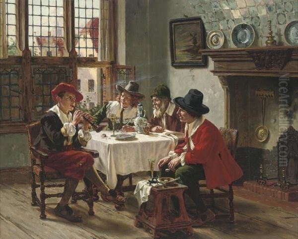 A Tuneful Melody Oil Painting by Albert Friedrich Schroder