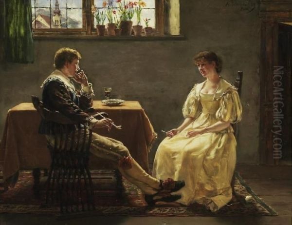 Rendezvous Oil Painting by Albert Friedrich Schroder