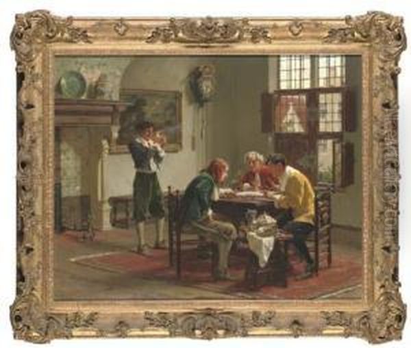 The Game Of Dice Oil Painting by Albert Friedrich Schroder