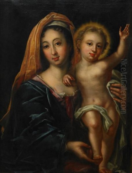 Jungfru Maria Och Jesusbarnet Oil Painting by Georg Engelhard Schroder