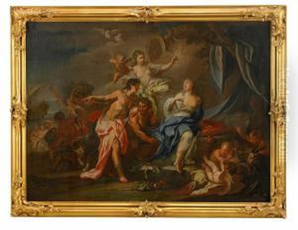 Mytologisk Scen Med Dionysos Som Finner Ariadne Pa Naxos Oil Painting by Georg Engelhard Schroder