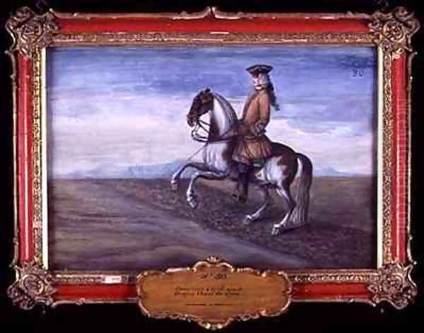 No 30 A skewbald horse of the Spanish Riding School performing a half turn to the right Oil Painting by Baron Reis d' Eisenberg