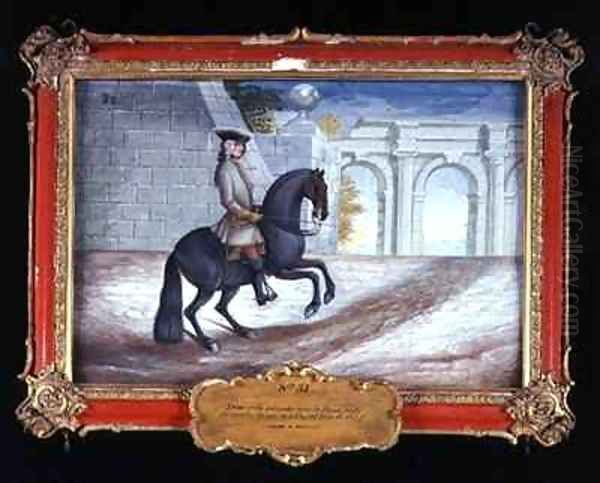 No 31 An iron grey horse of the Spanish Riding School performing a half turn to the left Oil Painting by Baron Reis d' Eisenberg