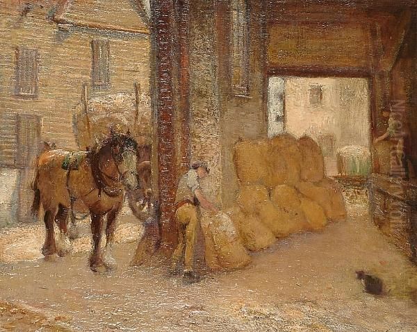 The Granary Oil Painting by Walter Schroder