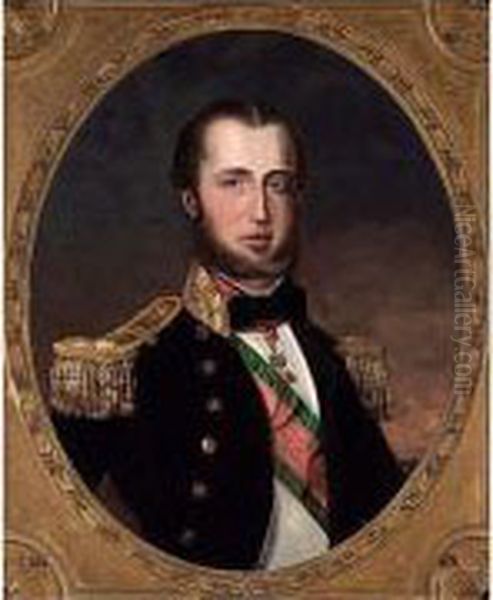 A Portrait Of Ferdinand Maximilian Oil Painting by Franz Schrotzberg