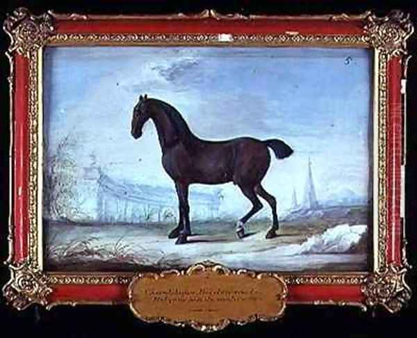 No 5 An English bay horse with a white fetlock on the near side Oil Painting by Baron Reis d' Eisenberg