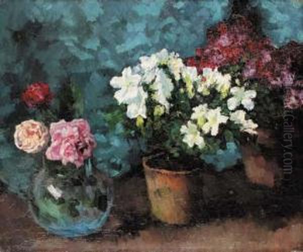 Blumenstilleben Oil Painting by Carl Schuch