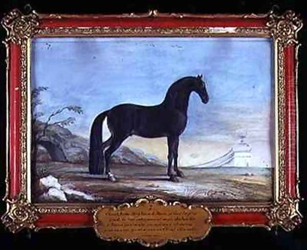 No 7 A dark bay Arab horse of the Spanish Riding School Oil Painting by Baron Reis d' Eisenberg