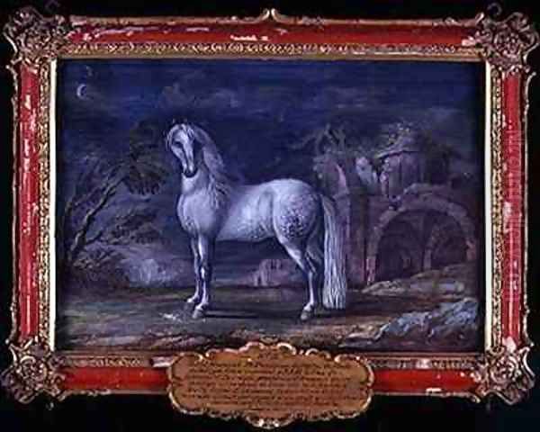 No 3 Superbe a German dappled grey horse from the Spanish Riding School who was famous for his piaffe Oil Painting by Baron Reis d' Eisenberg