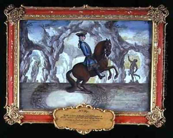 No 34 An alzan horse from the stud at Dietrichstein in Moravia performing a dressage movement of the Spanish Riding School Oil Painting by Baron Reis d' Eisenberg