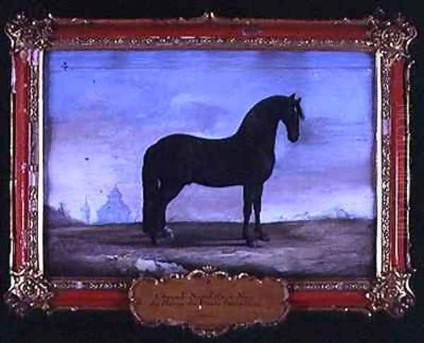 No 4 A black Neapolitan horse of the Spanish Riding School Oil Painting by Baron Reis d' Eisenberg