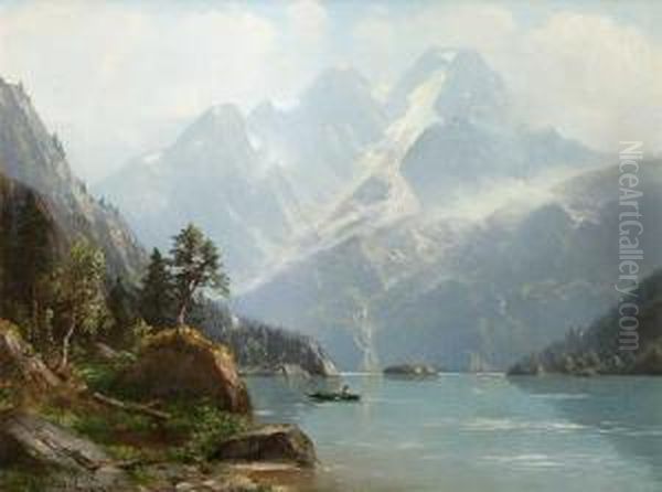 Romantische Gebirgsseelandschaft Oil Painting by Karl Heinrich Schultze