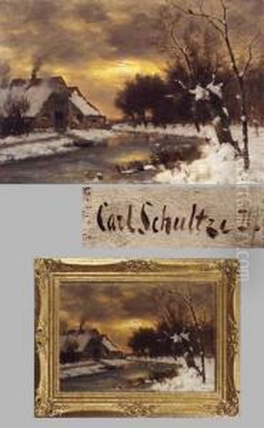 Romantische Winterlandschaft Oil Painting by Karl Heinrich Schultze