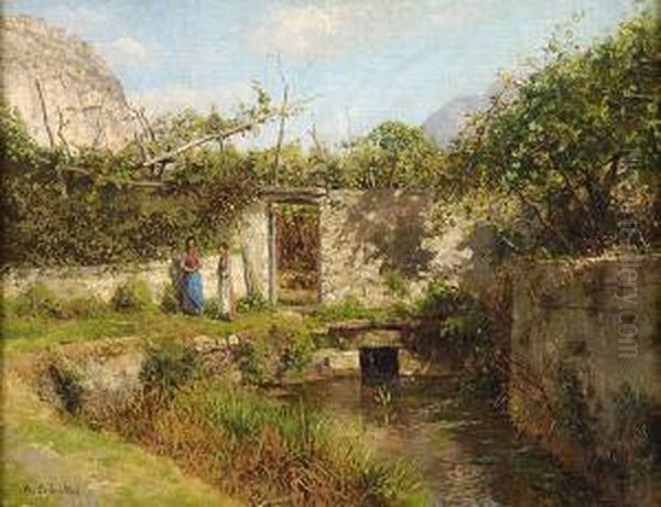 Partie Auf Capri. Oil Painting by Robert Schultze