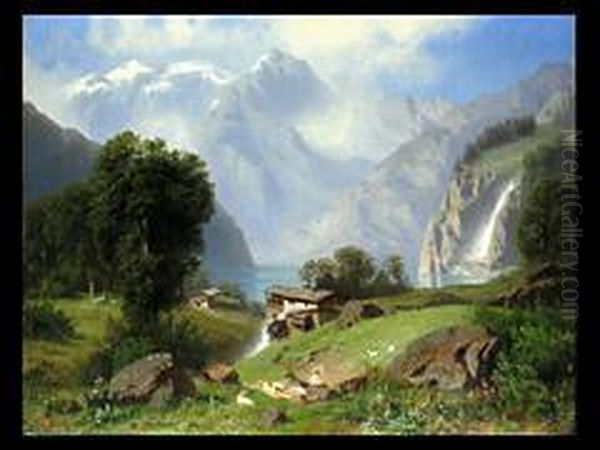 Gebirgslandschaft Mit See Oil Painting by Robert Schultze