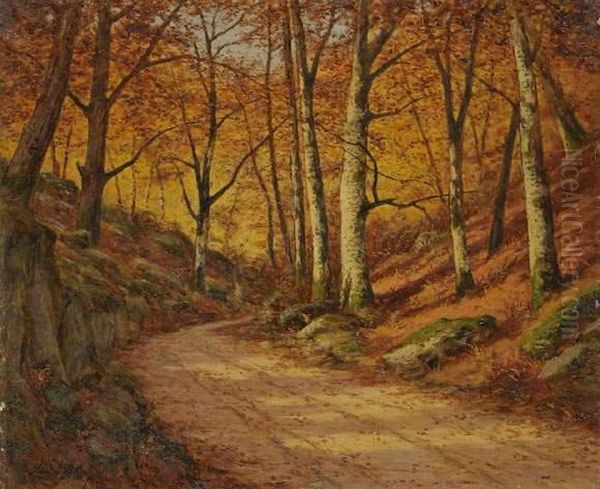 Sentier En Foret De Fontainebleau Oil Painting by Adrien Schulz