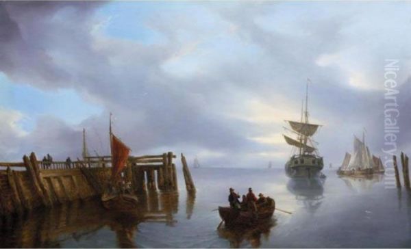 In The Harbour Oil Painting by Karl Friedrich Schulz