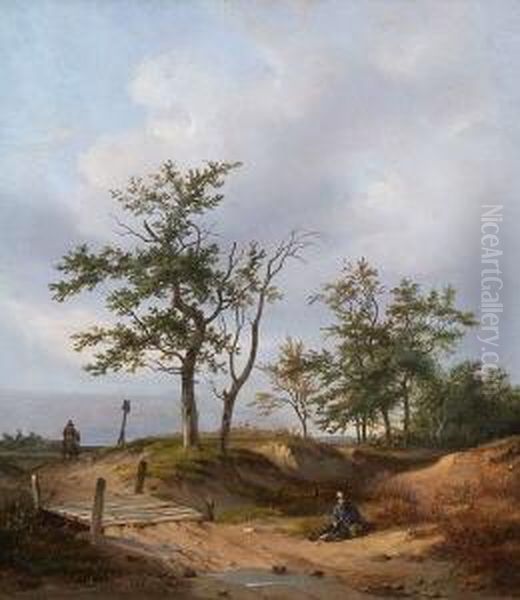 Rastender Wandersmann Am
 Wegrand Oil Painting by Karl Friedrich Schulz