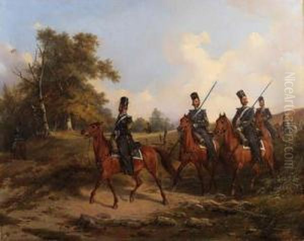 The Life-guards Atamanskii Cossack Regiment On Manoeuvres Oil Painting by Karl Friedrich Schulz