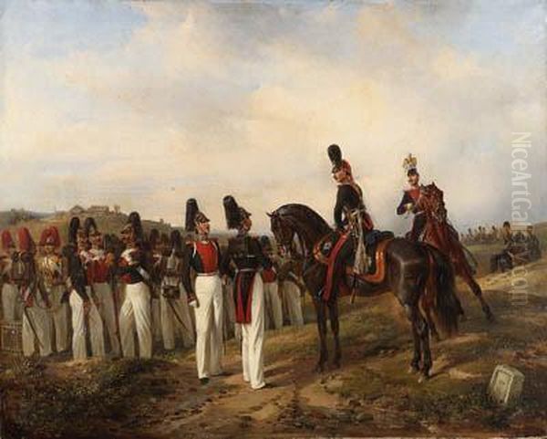 The Russian Grenadier Regiments On Manoeuvres Oil Painting by Karl Friedrich Schulz