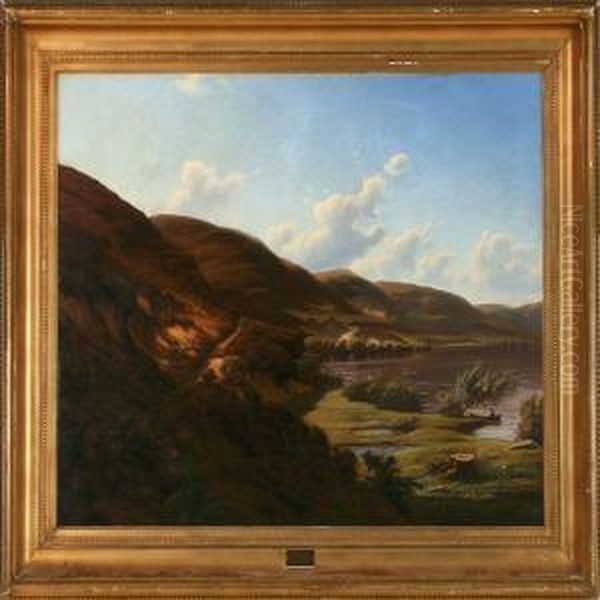 Almind Hills At Lake Hals Oil Painting by Harald Peter W. Schumacher