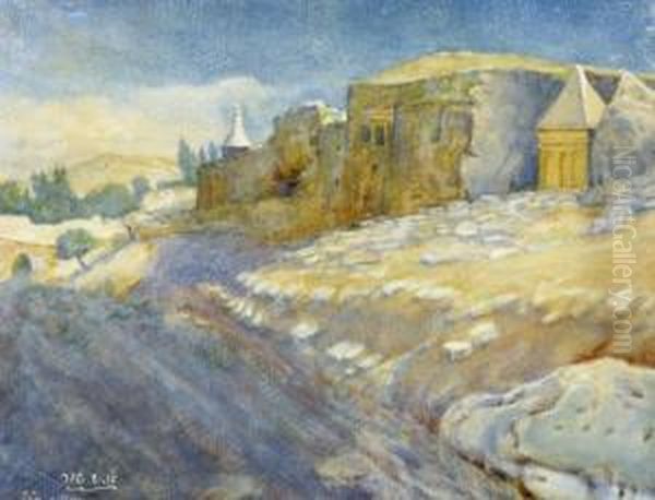 Tombs In The Kidron Valley Oil Painting by Aaron Shaul Schur