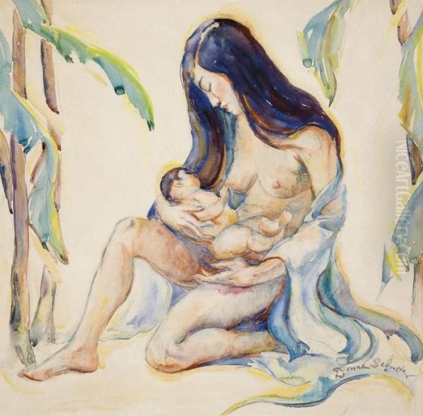 Mother And Child Oil Painting by Donna Schuster