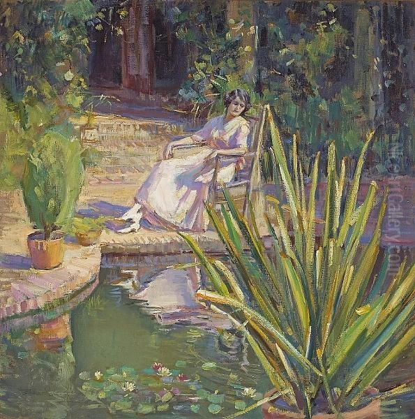 Garden Reflection Oil Painting by Donna Schuster