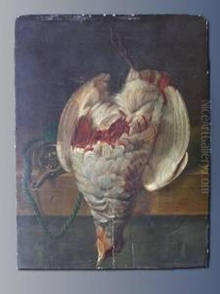 Nature Morte Mit Fasan Und Pulverflasche Oil Painting by Josef Schuster