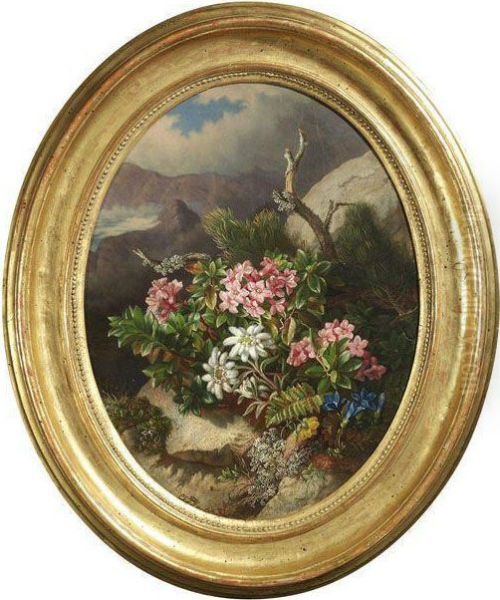 Gebirgsblumen Oil Painting by Josef Schuster