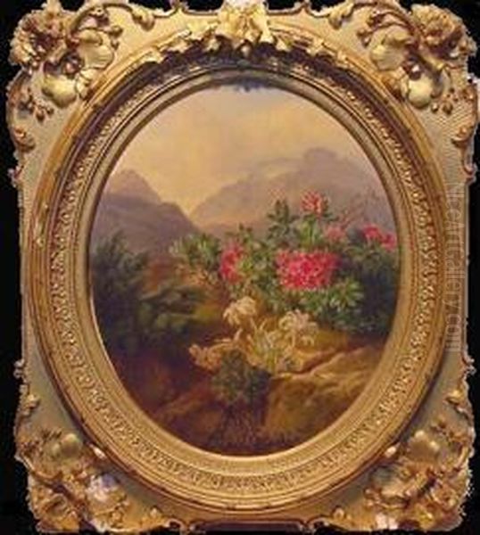 Alpenblumen Oil Painting by Josef Schuster