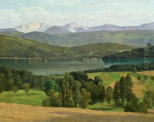 Krumpendorf Am Worthersee Oil Painting by Karl Maria Schuster