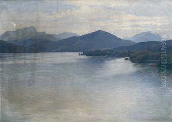 Worther See - Krumpendorf Oil Painting by Karl Maria Schuster