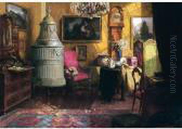 Interior Scene Oil Painting by Karl Maria Schuster