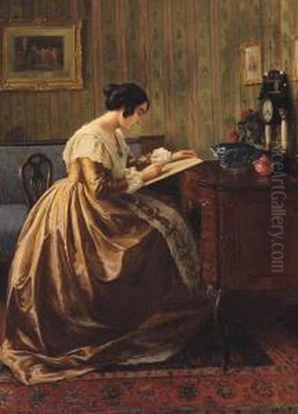 The Young Writer Oil Painting by Karl Maria Schuster