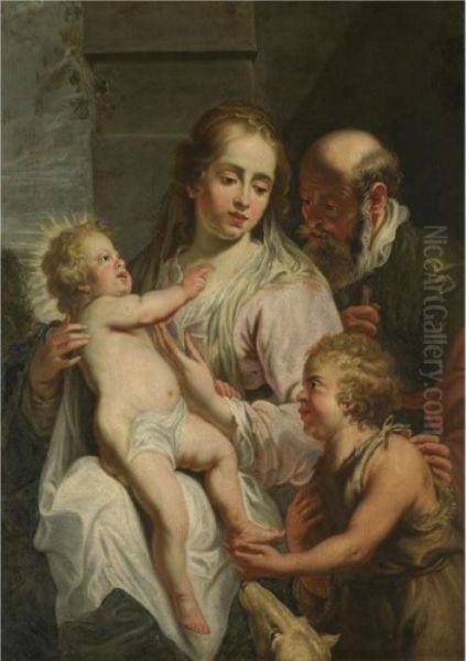 The Holy Family With The Infant Saint John The Baptist Oil Painting by Cornelis I Schut