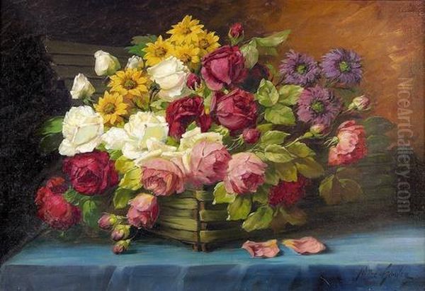 Blumenstillleben. Oil Painting by Wilhelm Schutze