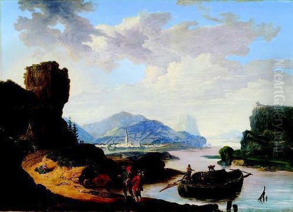 Paesaggio ï¬‚ Uviale Oil Painting by Christian Georg Ii Schuz