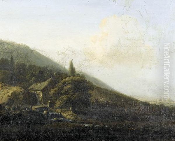 Zwei Landschaften. Gegenstucke. Oil Painting by Christian Georg Ii Schuz