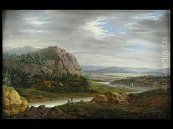 Rheinlandschaft Oil Painting by Christian Georg Ii Schuz