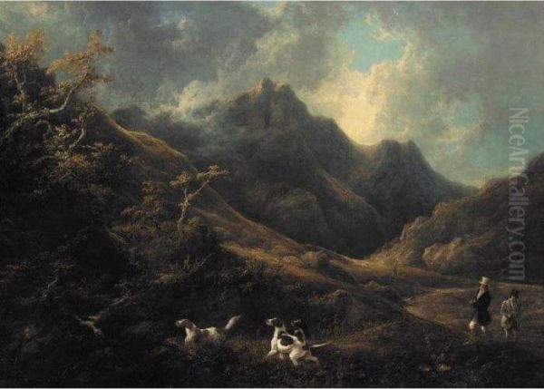 Shooting In The Highlands Oil Painting by Charles Henry Schwanfelder