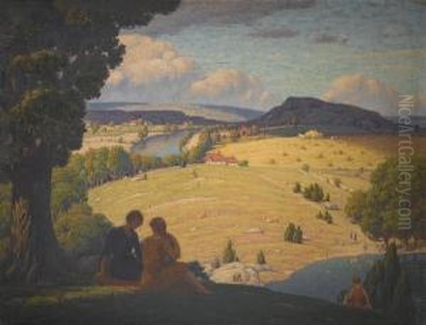 A Summer's Day In The Adirondackmountains Oil Painting by Andrew Thomas Schwartz