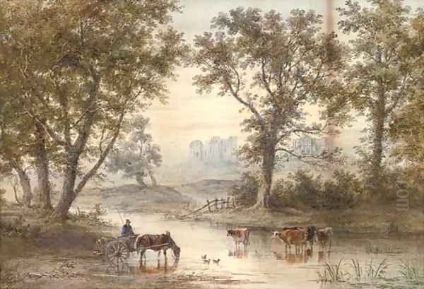 Watering at dusk Oil Painting by Henry Earp