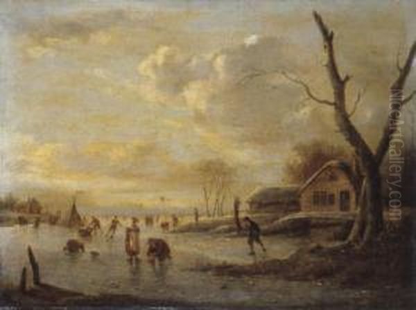 Eisvergnugen Oil Painting by Hendrick Willelm Schweickhardt