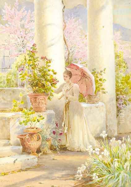 A Spring morning in a garden at Amalfi Oil Painting by Charles Earle