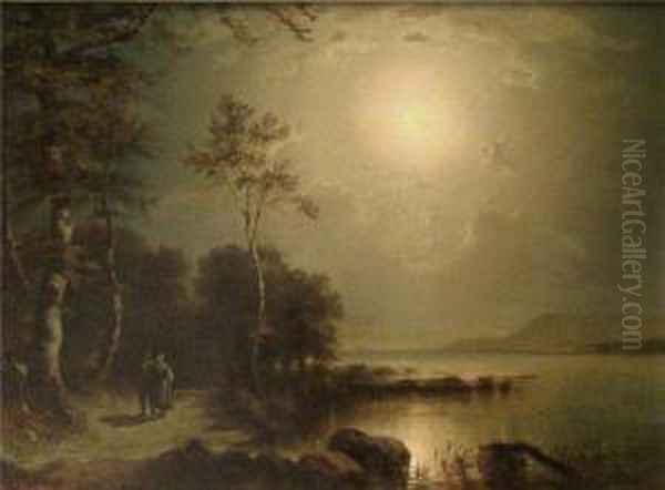 Mondnacht Am Chiemsee Oil Painting by Carl I Schweninger