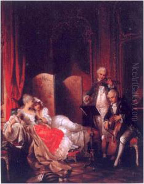 The Concert Oil Painting by Carl I Schweninger