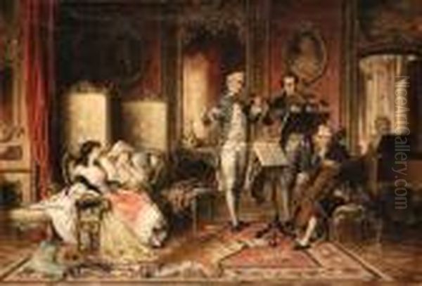 The Concert Oil Painting by Carl I Schweninger