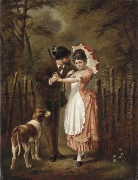 The Courtship Oil Painting by Karl Schweninger