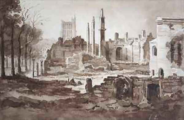 The Ruins of the Customs House Bristol Oil Painting by The Rev. John Eagles